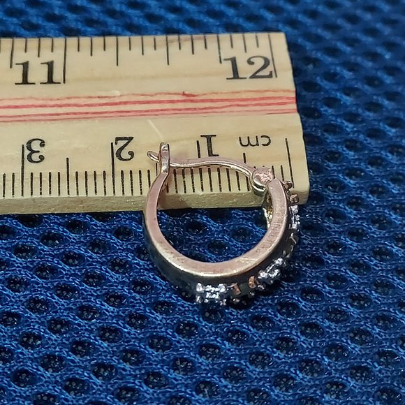 Round emerald & CZ and sterling w gold wash single earing 1.5 cm round - Picture 6 of 6